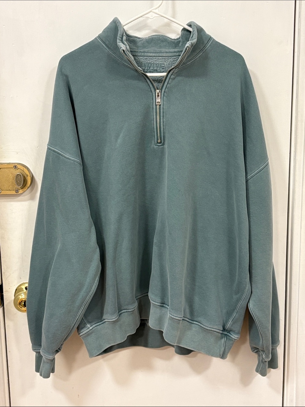 Men's Abercrombie and Fitch Quarter-Zip Pullover Sweater - Slate Green